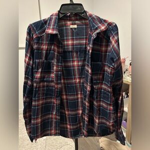 Hollister blue red flannel